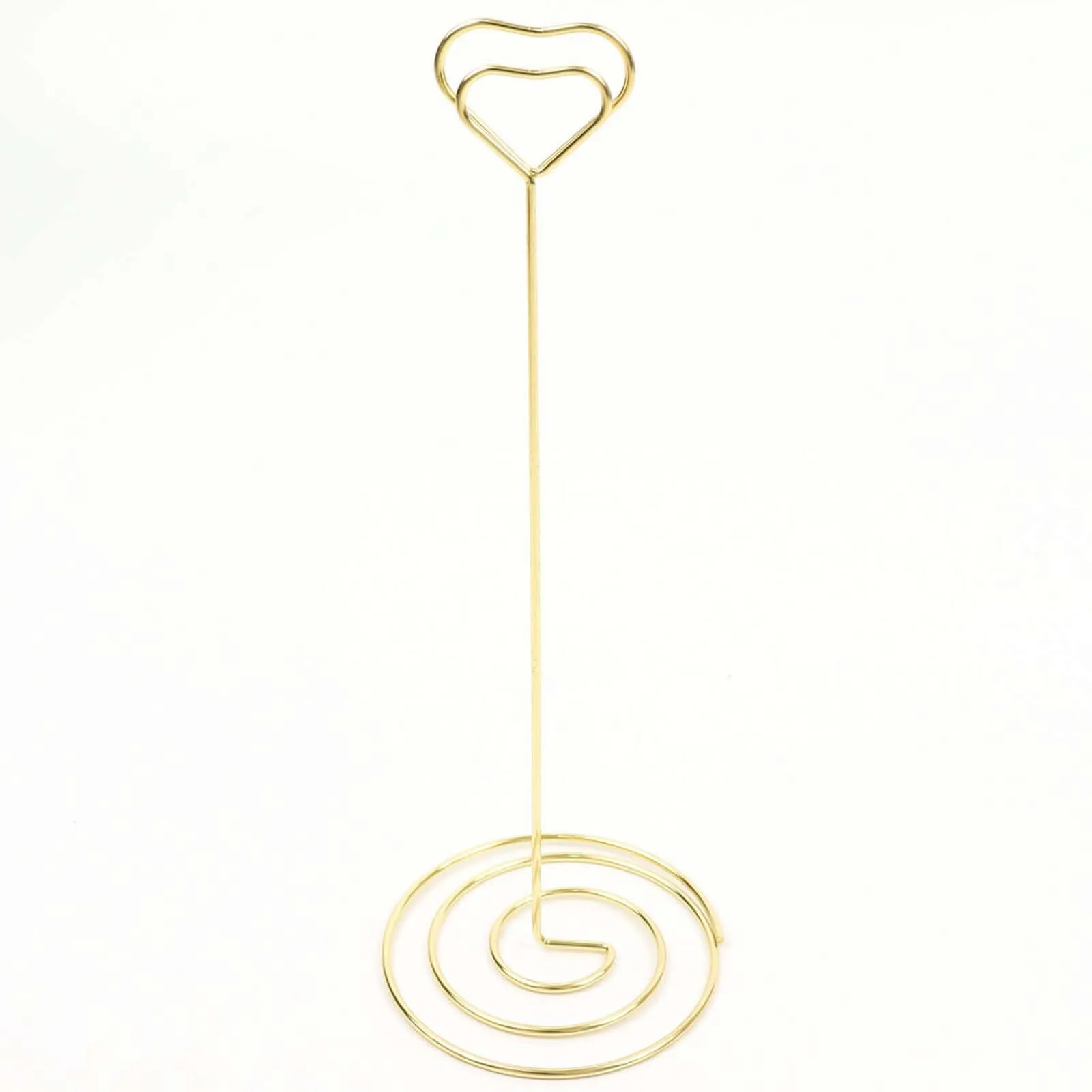 10 Pack Gold Metal Heart Card Holder Stands, Table Number Stands, Wedding Table Place Card Menu Clips 8"
