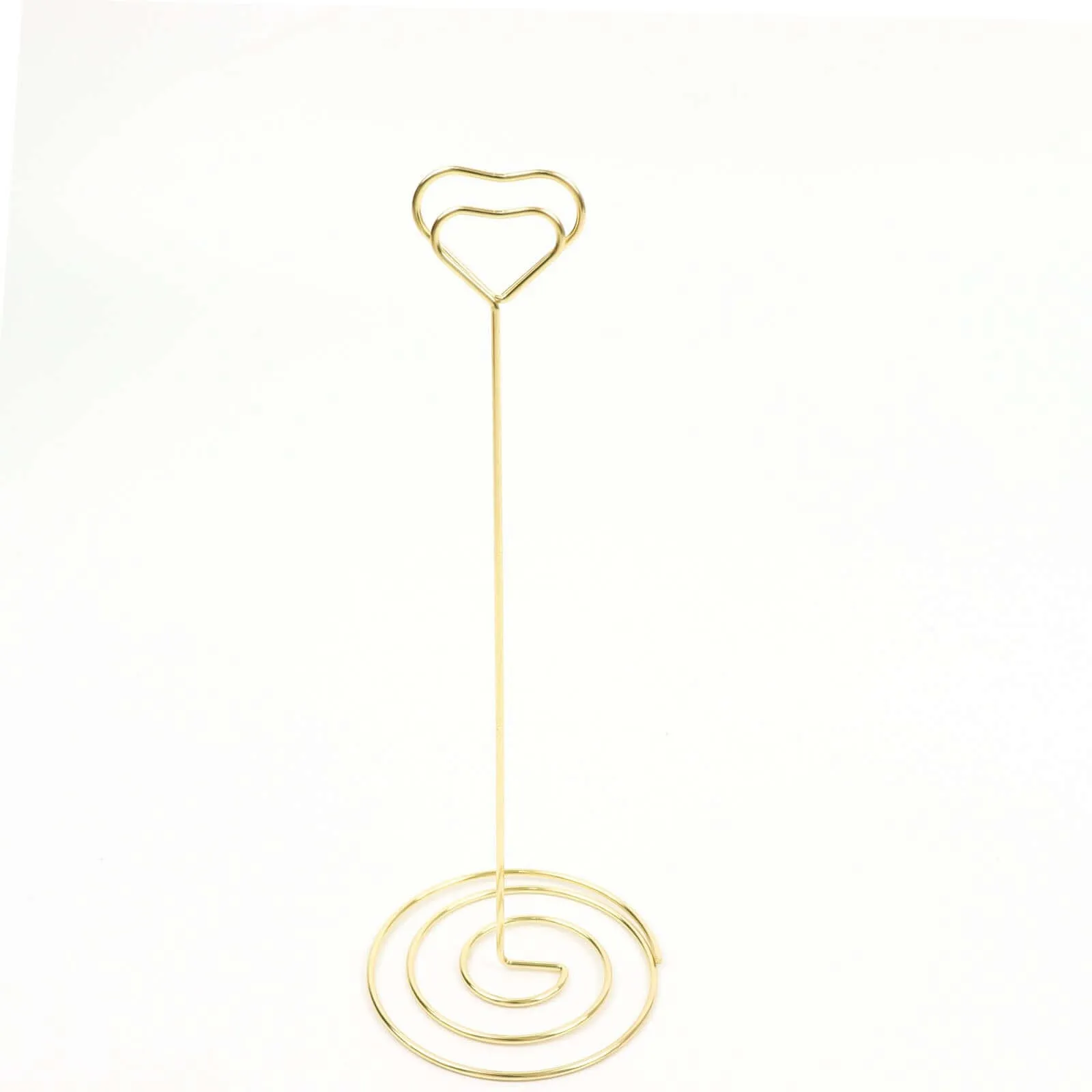 10 Pack Gold Metal Heart Card Holder Stands, Table Number Stands, Wedding Table Place Card Menu Clips 8"