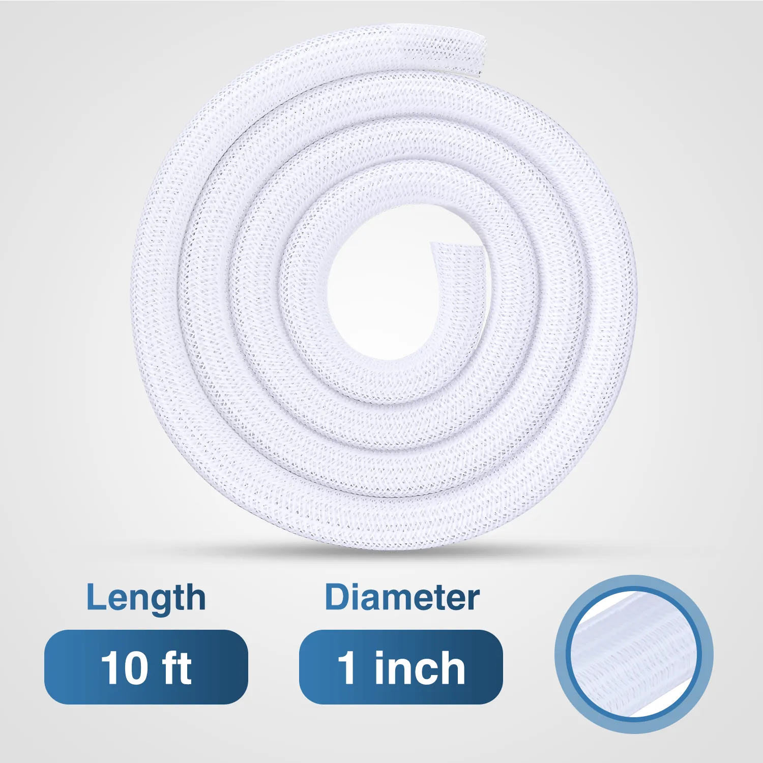 10ft-1inch White Cable Management Sleeves
