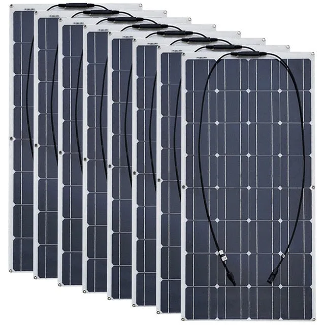 12 Volt 100 Watt monoctrystalline flexible solar panel solar RV 200w 400 watt 600w 1000w kit for 12V 24 Volt batteries Charging