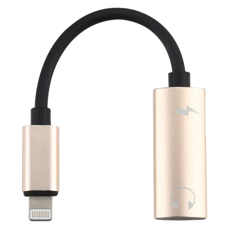2 in 1 8 Pin Male to Dual 8 Pin Female Charging and Listening to Music Audio Earphone Adapter, Compatible with All IOS Systems(Gold)