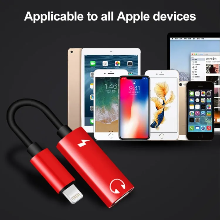 2 in 1 8 Pin Male to Dual 8 Pin Female Charging and Listening to Music Audio Earphone Adapter, Compatible with All IOS Systems(Rose Gold)