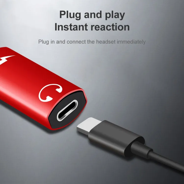 2 in 1 8 Pin Male to Dual 8 Pin Female Charging and Listening to Music Audio Earphone Adapter, Compatible with All IOS Systems(Rose Gold)