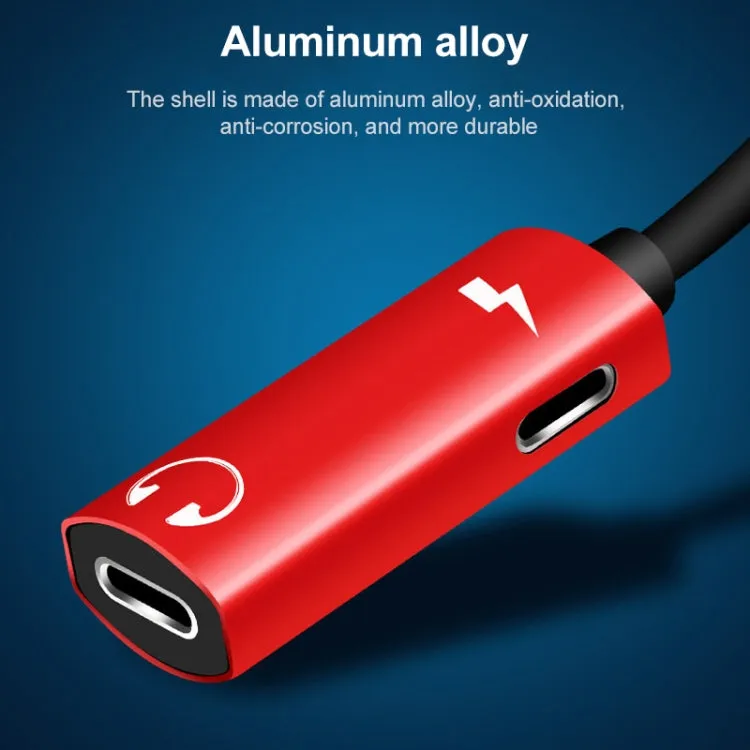2 in 1 8 Pin Male to Dual 8 Pin Female Charging and Listening to Music Audio Earphone Adapter, Compatible with All IOS Systems(Rose Gold)