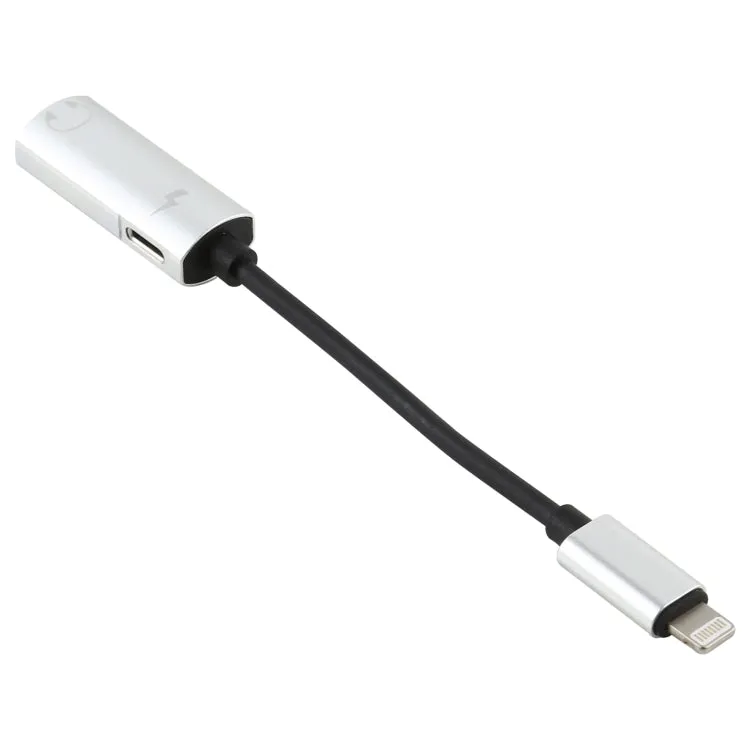 2 in 1 8 Pin Male to Dual 8 Pin Female Charging and Listening to Music Audio Earphone Adapter, Compatible with All IOS Systems(Silver)