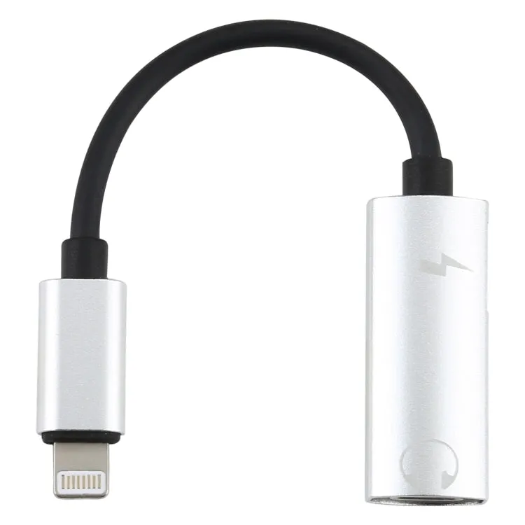 2 in 1 8 Pin Male to Dual 8 Pin Female Charging and Listening to Music Audio Earphone Adapter, Compatible with All IOS Systems(Silver)