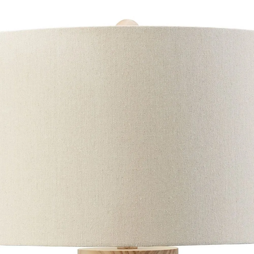 24 Inch Bohemian Table Lamp, Paper Rope, Hardback Fabric Shade, Brown By Casagear Home