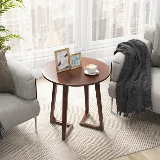 24 Inch Round End Table with Adjustable Foot Pads-Brown