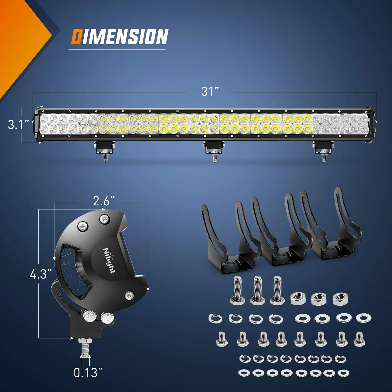 31 Inch 198W Double Row Spot Flood LED Light Bar