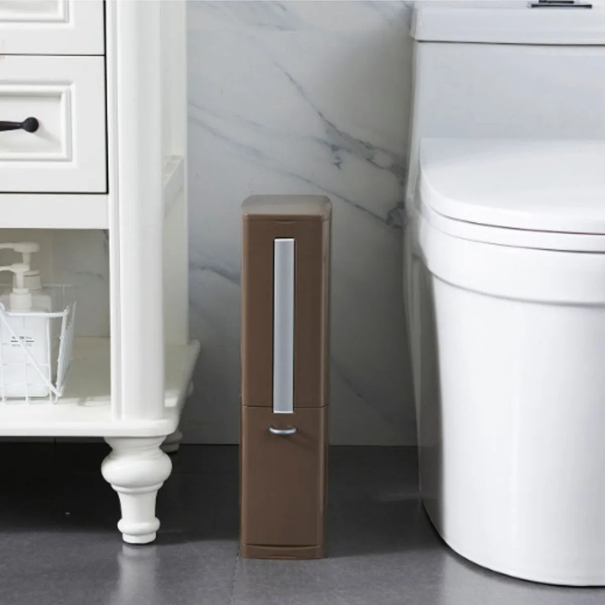 4-in-1 New Toilet Trash Can Brush Set with Toilet Brush, Bathroom Waste Bin Dustbin Garbage Bucket Bag