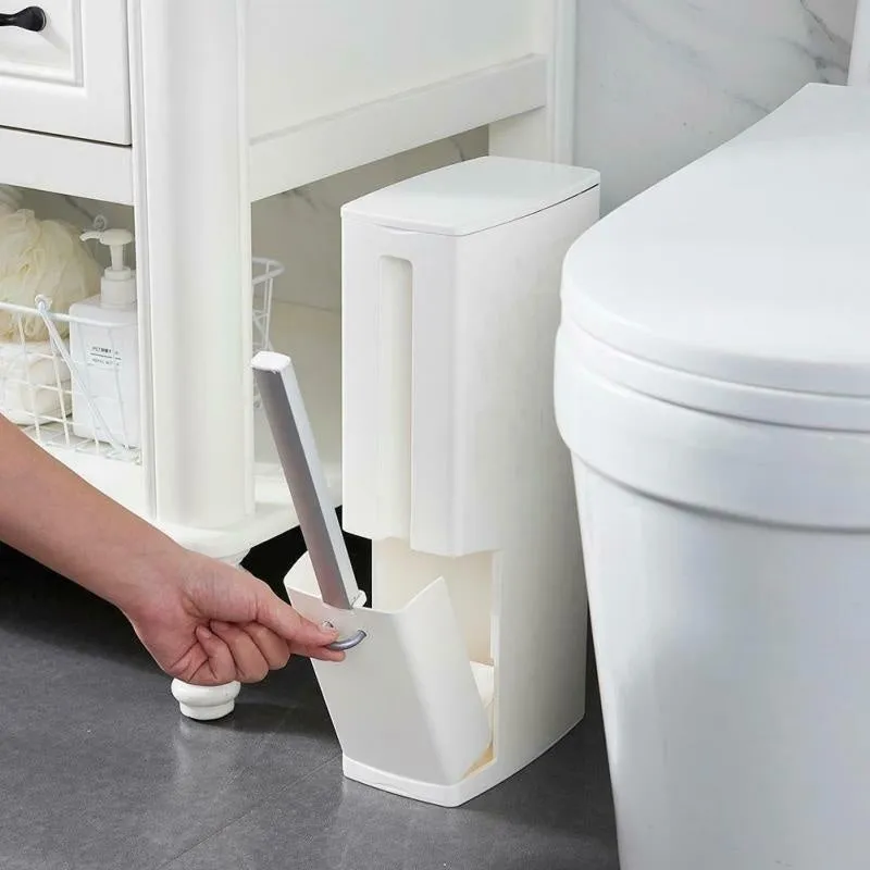 4-in-1 New Toilet Trash Can Brush Set with Toilet Brush, Bathroom Waste Bin Dustbin Garbage Bucket Bag