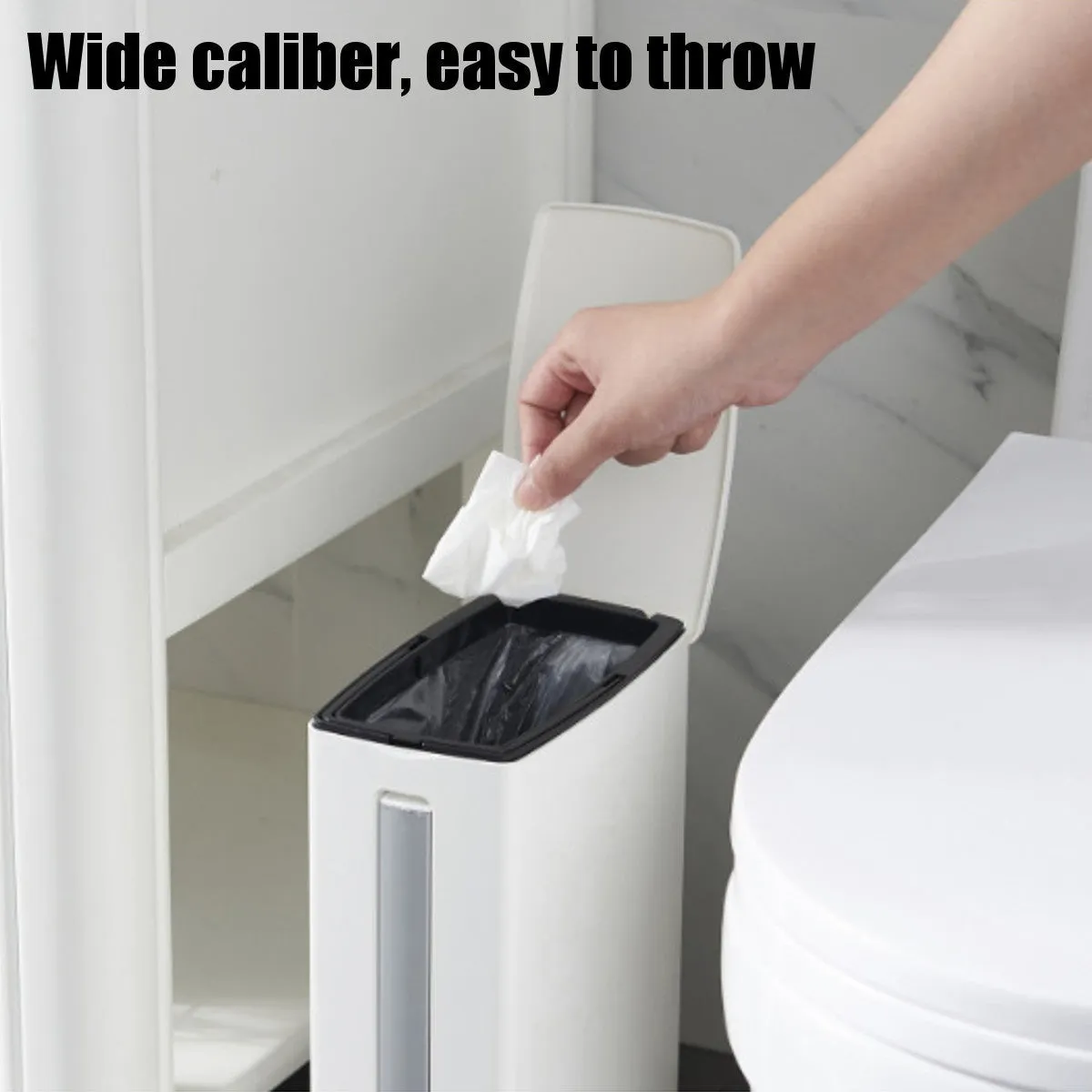 4-in-1 New Toilet Trash Can Brush Set with Toilet Brush, Bathroom Waste Bin Dustbin Garbage Bucket Bag
