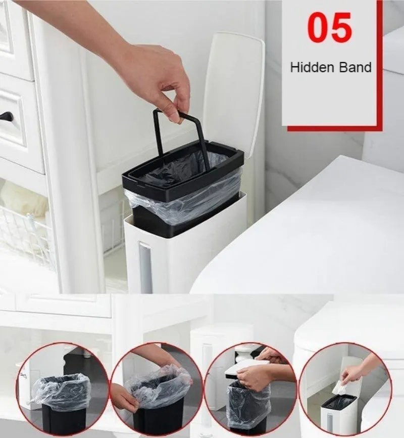4-in-1 New Toilet Trash Can Brush Set with Toilet Brush, Bathroom Waste Bin Dustbin Garbage Bucket Bag