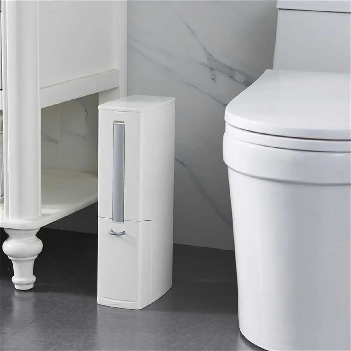 4-in-1 New Toilet Trash Can Brush Set with Toilet Brush, Bathroom Waste Bin Dustbin Garbage Bucket Bag