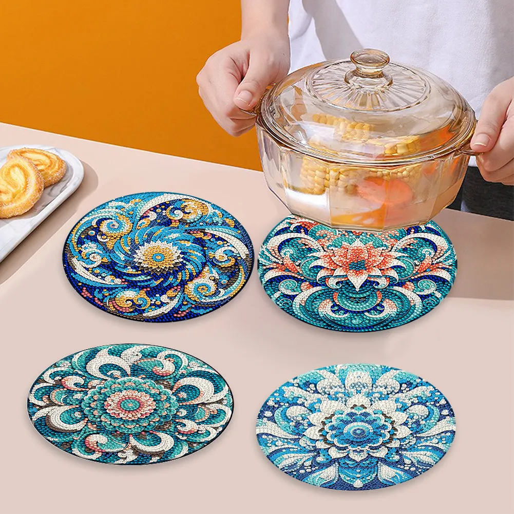 4 Pcs Acrylic Diamond Painted Placemats Eco-Friendly Placemat (Mandala)