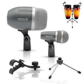 5Core Conga Mic Snare Tom Microphone Drum Kit Condenser XLR Instrument Mics GRAY