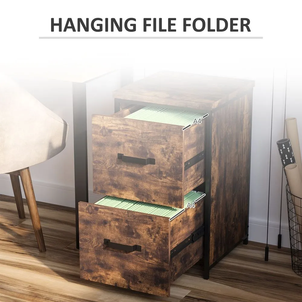 70cm Vertical Office Filing Cabinet w/ 2 Drawer, Hanging File Folder Vinsetto
