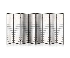 8 Panel Room Divider Privacy Screen Dividers Stand Oriental Vintage - Black