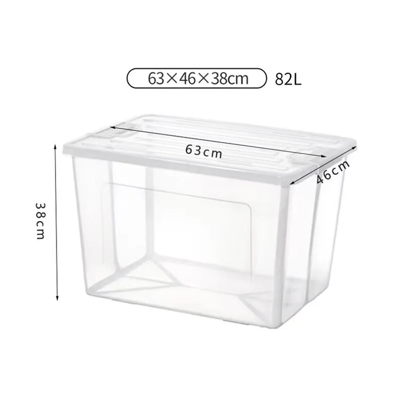 82 Litre Modular Clear Foldable Storage Box with Lid Plastic Tub Collapsible