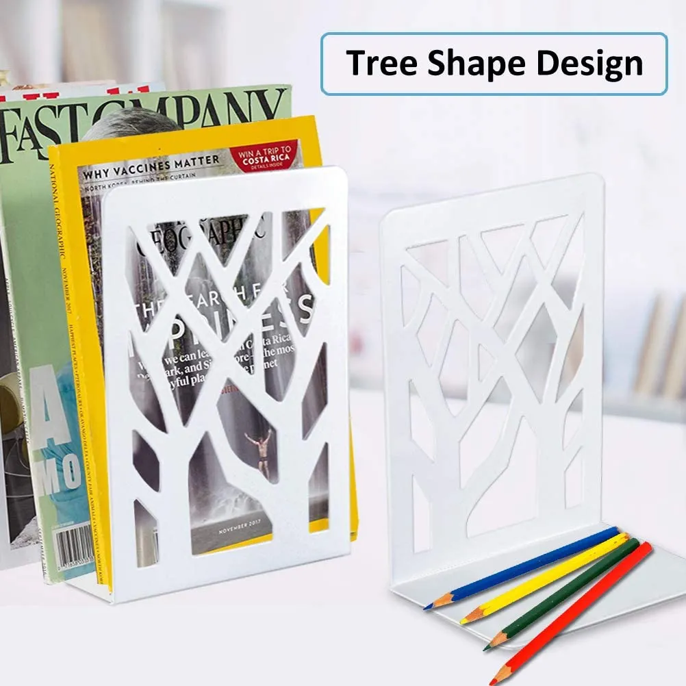 American-Elm Metal Bookends for Shelves - Non-Skid Base Book End Holders for Office- 2 Pcs Per Pack