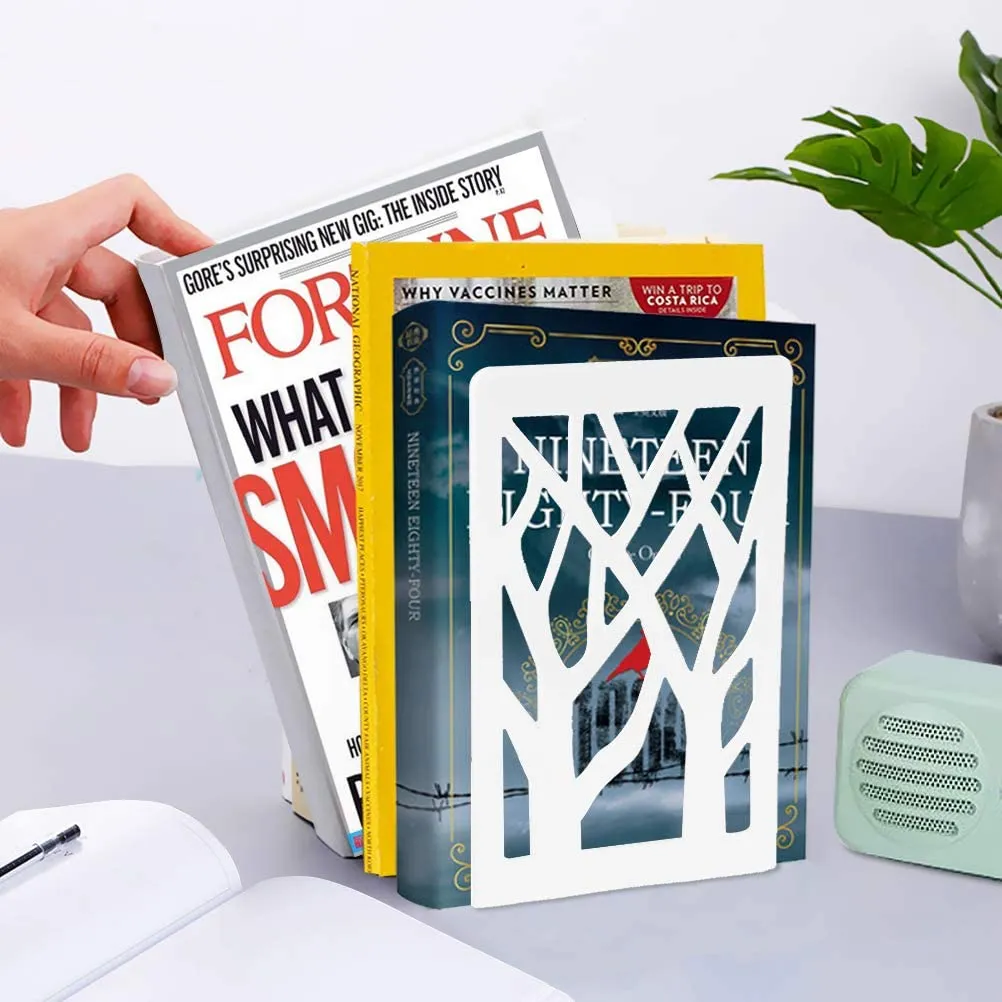 American-Elm Metal Bookends for Shelves - Non-Skid Base Book End Holders for Office- 2 Pcs Per Pack