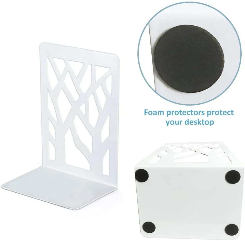 American-Elm Metal Bookends for Shelves - Non-Skid Base Book End Holders for Office- 2 Pcs Per Pack