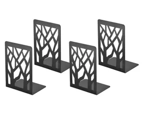 American-Elm Metal Bookends for Shelves - Non-Skid Base Book End Holders for Office- 4 Pcs Per Pack (Black)