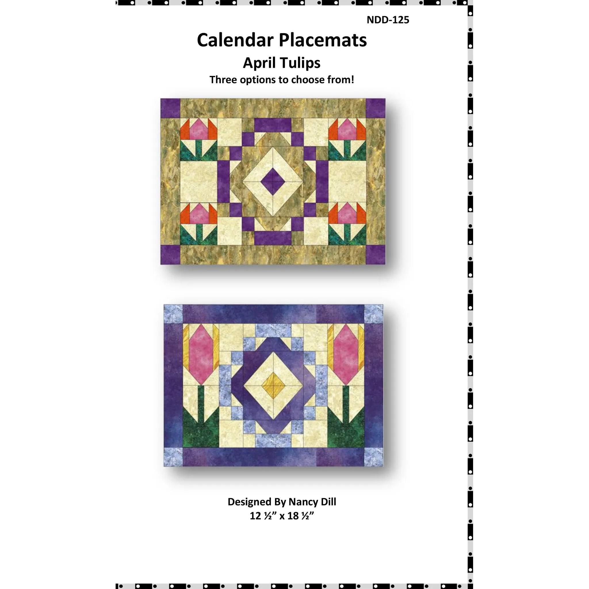 April Tulips Placemats NDD-125e - Downloadable Pattern