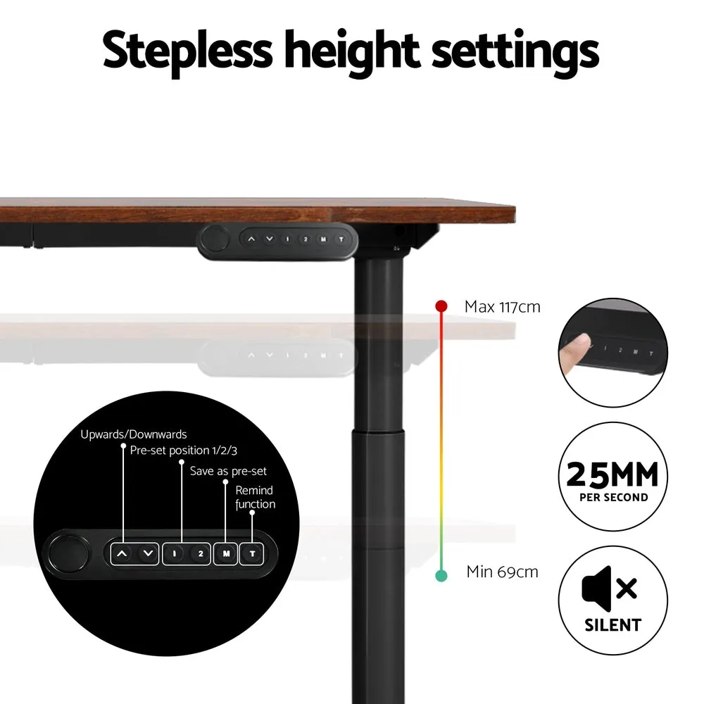 Artiss Standing Desk Motorised Electric Dual Motor Rustic Brown 120cm