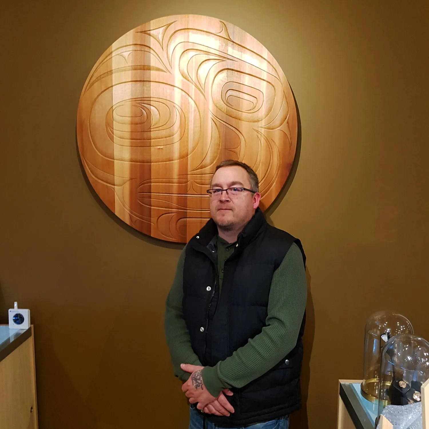 Bear and Salmon Cedar Panel