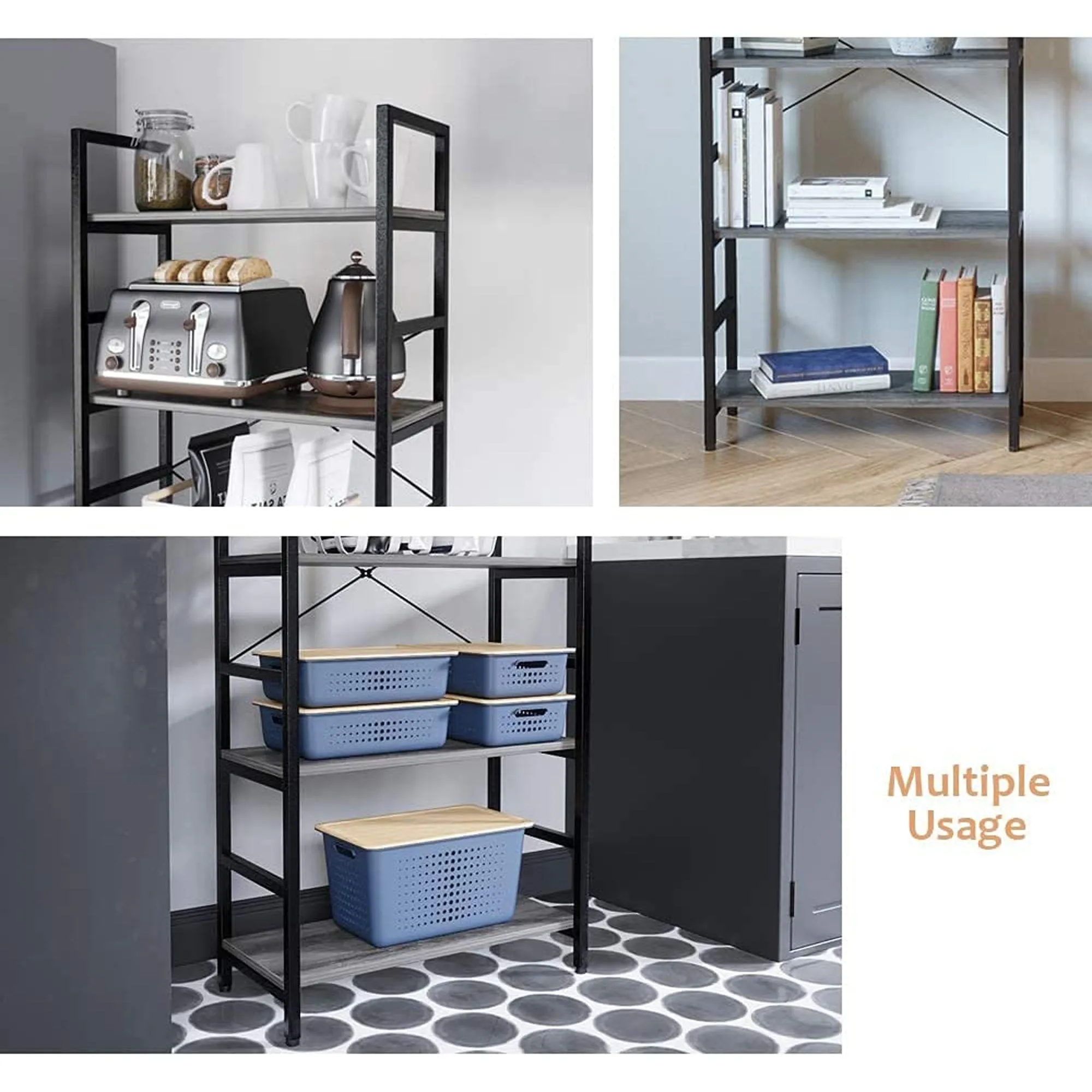 Bestier 5 Tier Adjustable Multifunctional Storage Bookcase 26", Gray (Used)