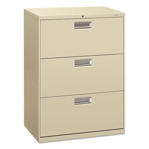 Brigade 600 Series Lateral File, 3 Legal/letter-size File Drawers, Putty, 30" X 18" X 39.13"