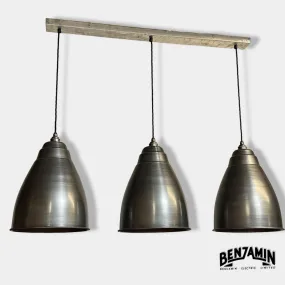 Brooke XL ~ 3 x Pewter Shade Design Pendant Set Track Light Cluster | 11.5 Inch | Dome