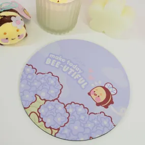 Bumblebutt & Blue Hydrangea Mouse Pad | Make Today Bee-utiful Quote | Cute Kawaii Floral Desk Decor
