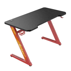 Carbon Fiber Tabletop Z-Shaped Gaming Desk with Cup Holder and Headphone Hook SH GMD-02-2 Red