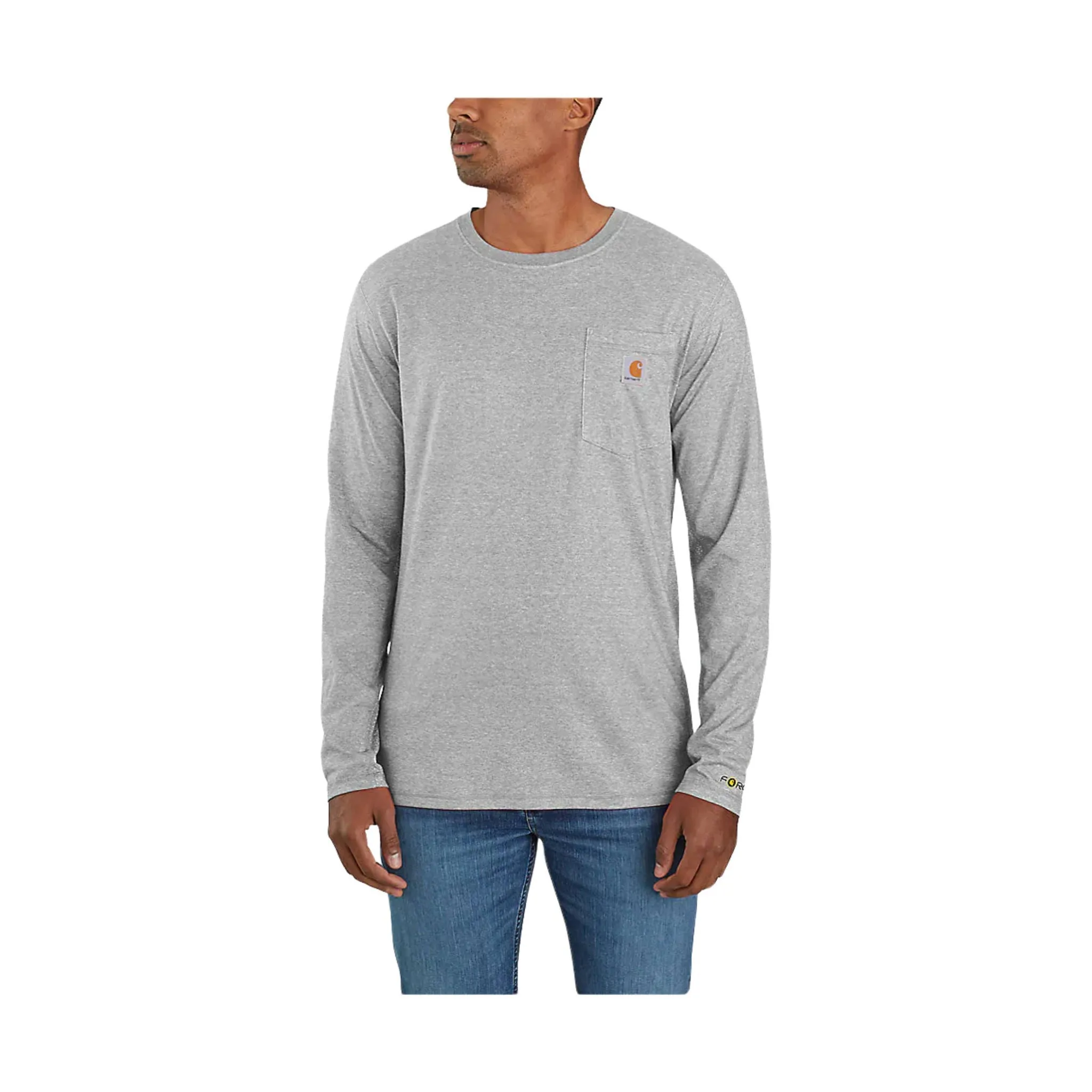 Carhartt Men's Force Relaxed Fit Long Sleeve Pocket Tee - Heather Grey