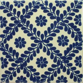 Ceramic Mexican Tile - Blue Vines