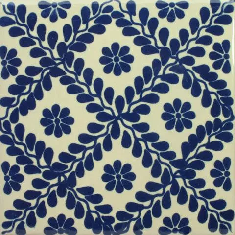 Ceramic Mexican Tile - Blue Vines