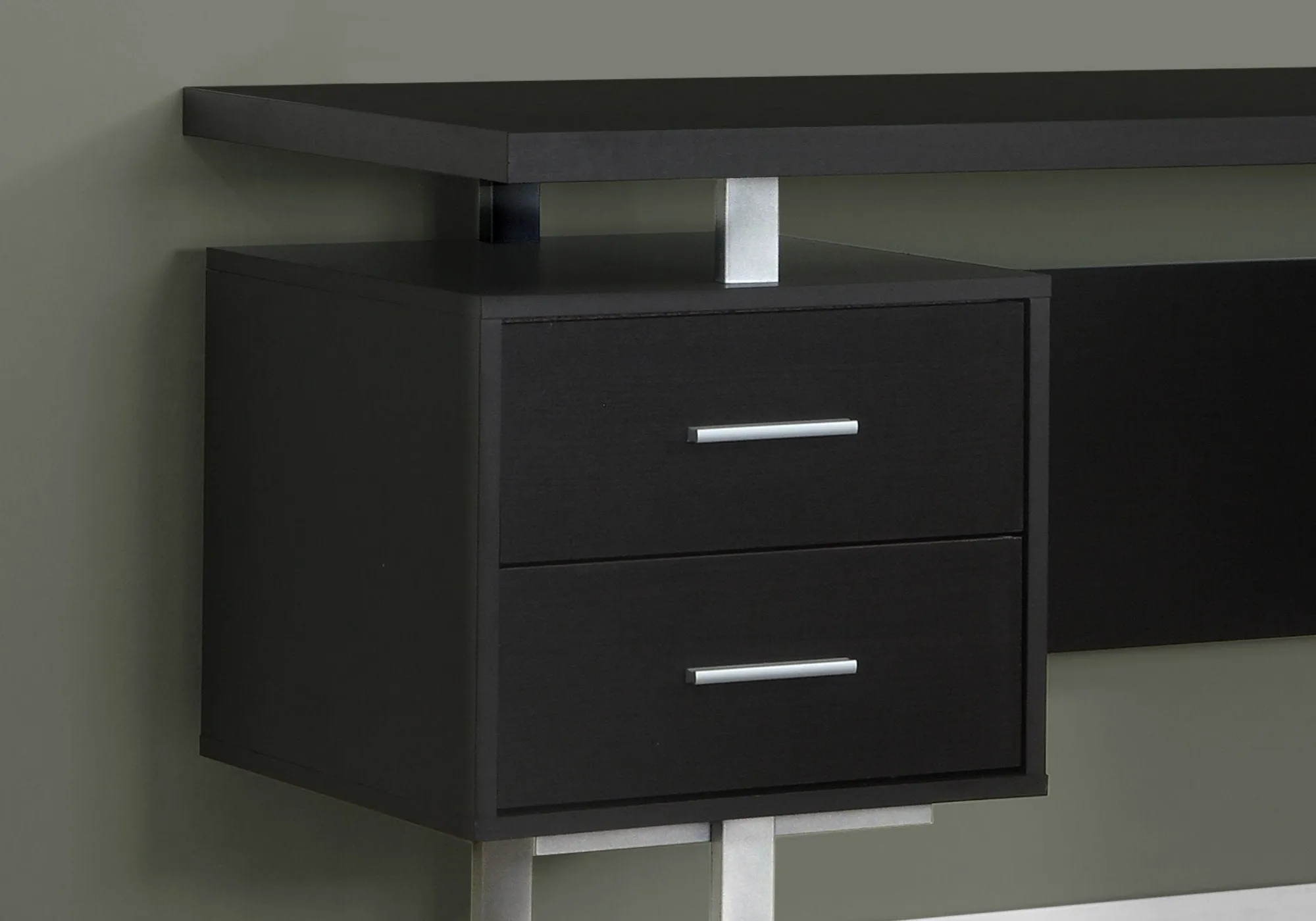 Computer Desk - 60"L / Cappuccino / Silver Metal