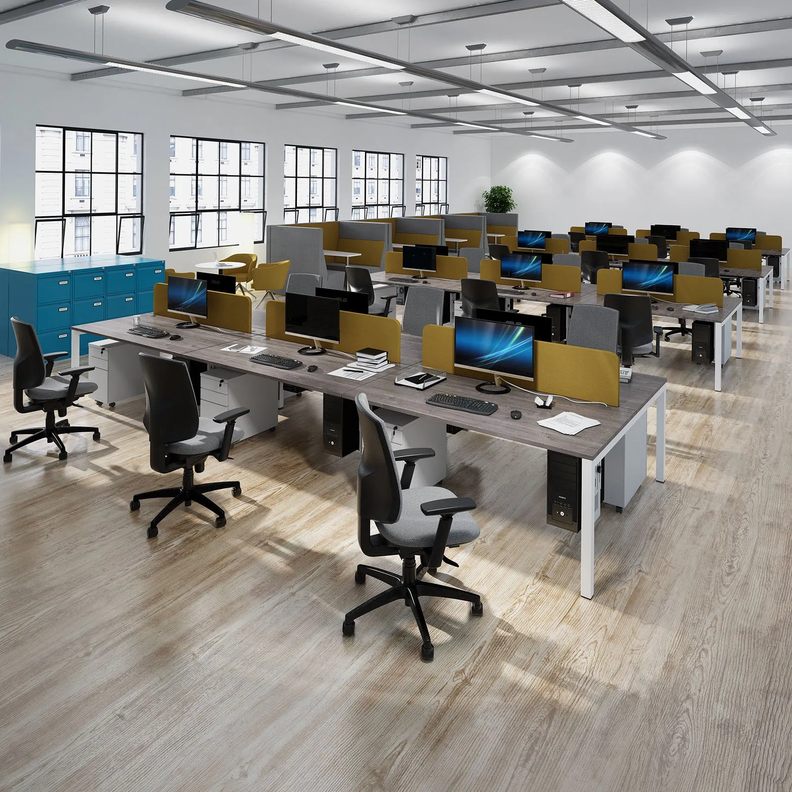 Connex triple back to back desks 1600mm deep