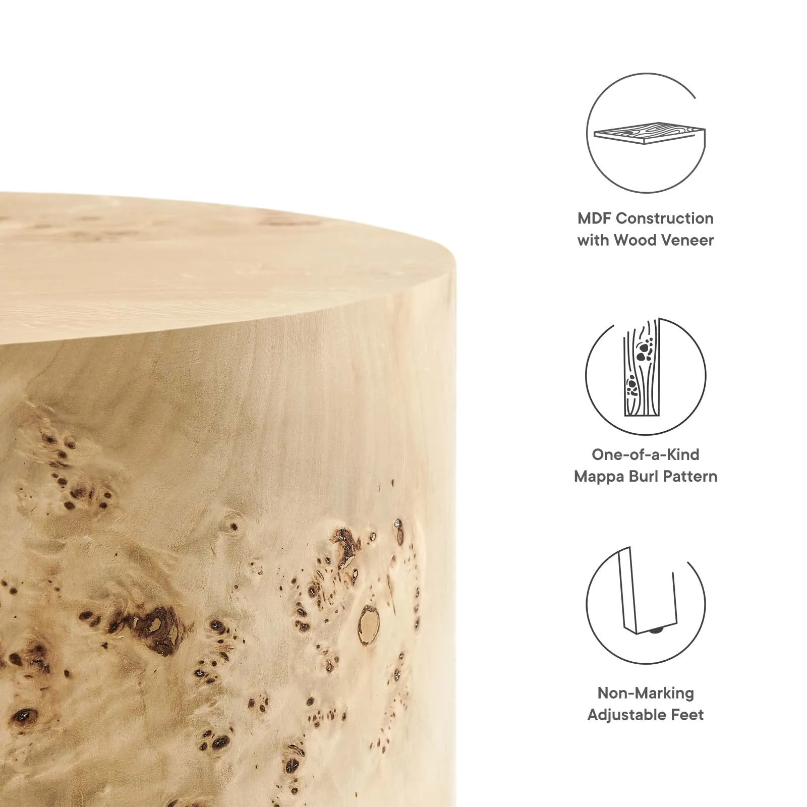 Cosmos 16" Round Burl Wood Side Table By Modway - EEI-6271