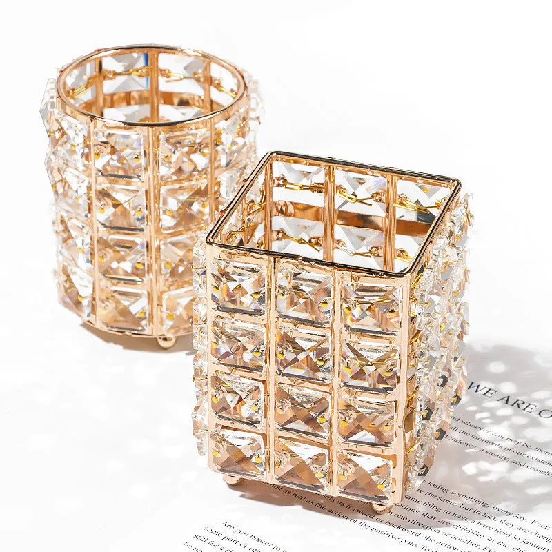 Crystal Metallic Gold Frame Storage Holder