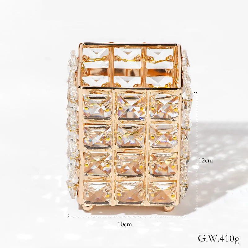 Crystal Metallic Gold Frame Storage Holder