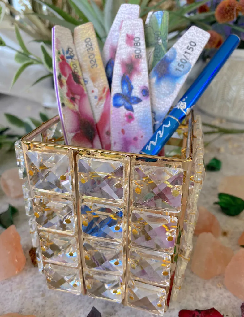 Crystal Metallic Gold Frame Storage Holder