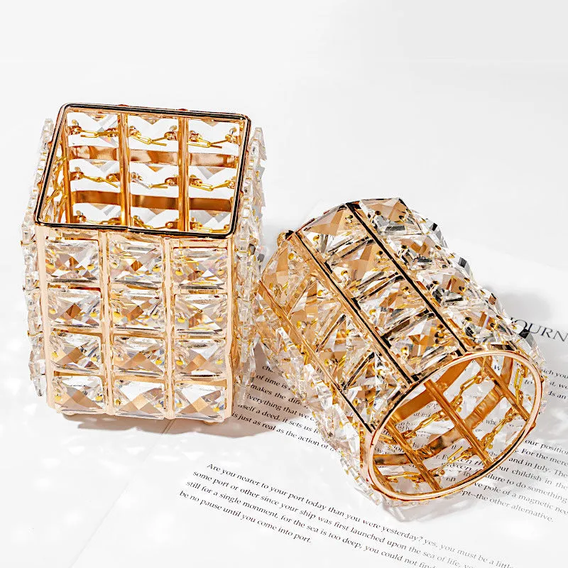 Crystal Metallic Gold Frame Storage Holder