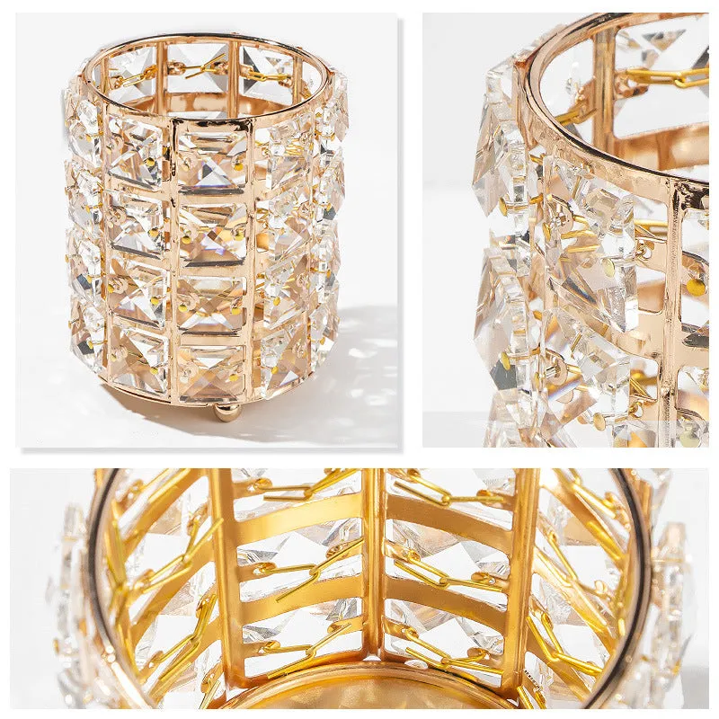 Crystal Metallic Gold Frame Storage Holder
