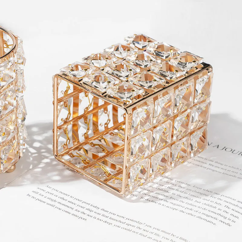 Crystal Metallic Gold Frame Storage Holder