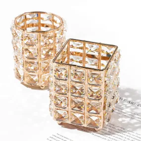 Crystal Metallic Gold Frame Storage Holder