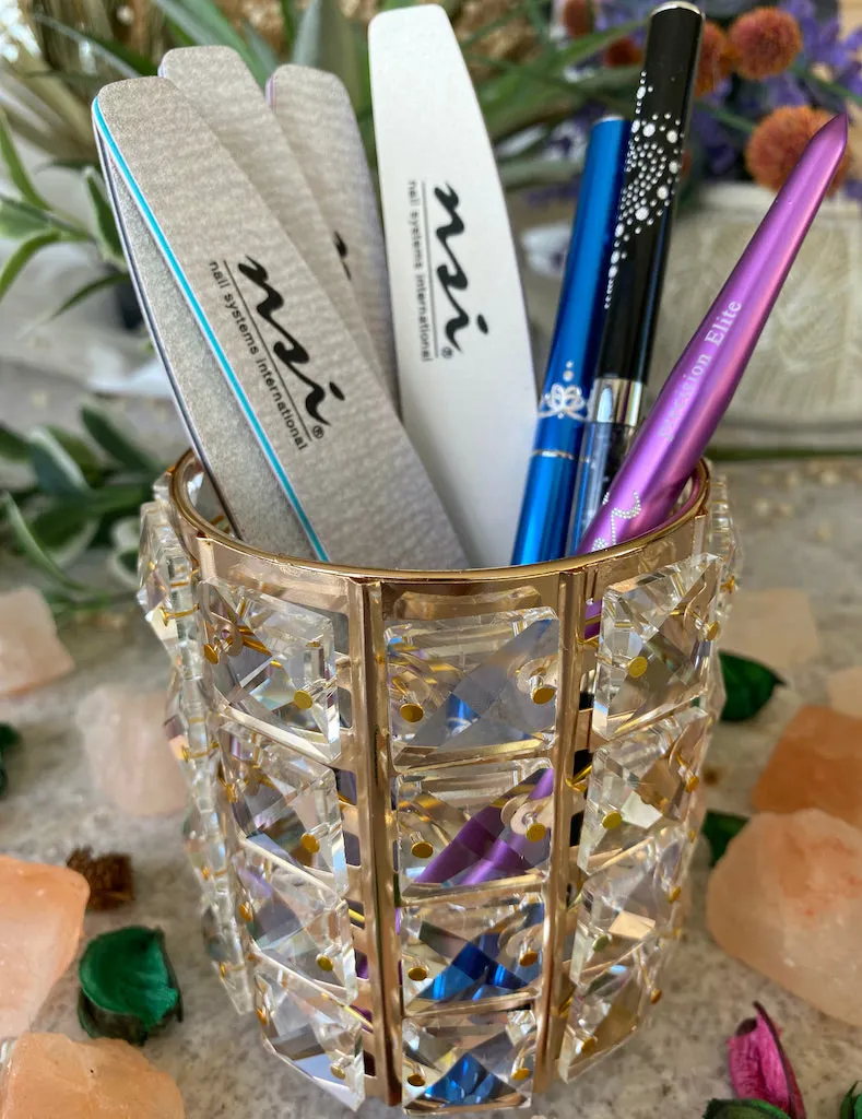 Crystal Metallic Gold Frame Storage Holder