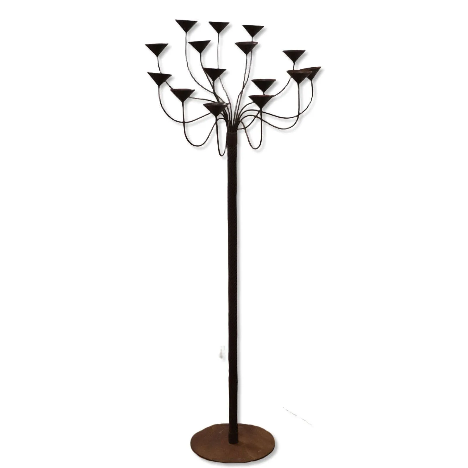 Danish Candelabra 15 Arm Steel Gothic Castle Floor Candle Holder 57” H Vintage